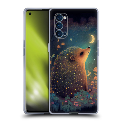 JK Stewart Graphics Hedgehog Looking Up At Stars Soft Gel Case for OPPO Reno 4 Pro 5G