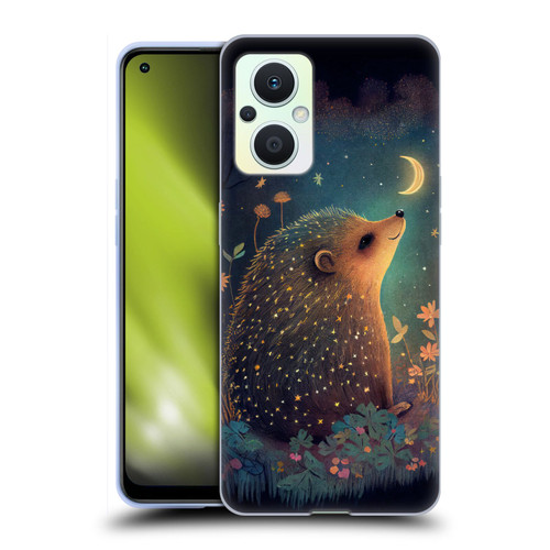 JK Stewart Graphics Hedgehog Looking Up At Stars Soft Gel Case for OPPO Reno8 Lite