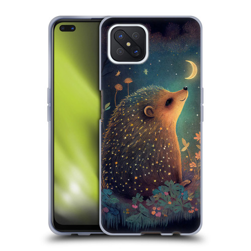 JK Stewart Graphics Hedgehog Looking Up At Stars Soft Gel Case for OPPO Reno4 Z 5G