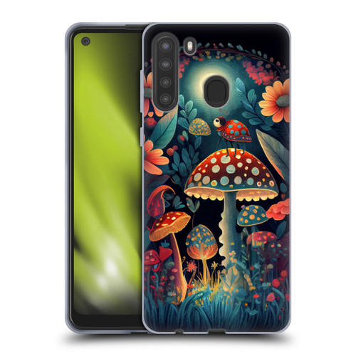 JK Stewart Graphics Ladybug On Mushroom Soft Gel Case for Samsung Galaxy A21 (2020)