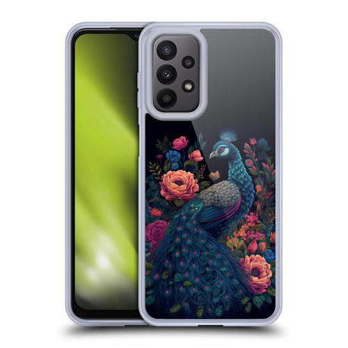 JK Stewart Graphics Peacock In Night Garden Soft Gel Case for Samsung Galaxy A23 / 5G (2022)