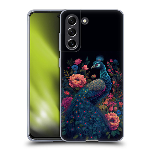 JK Stewart Graphics Peacock In Night Garden Soft Gel Case for Samsung Galaxy S21 FE 5G