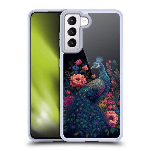 JK Stewart Graphics Peacock In Night Garden Soft Gel Case for Samsung Galaxy S21 5G