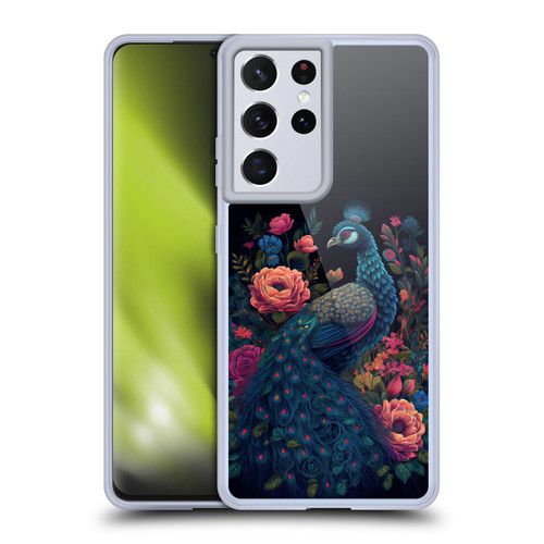 JK Stewart Graphics Peacock In Night Garden Soft Gel Case for Samsung Galaxy S21 Ultra 5G