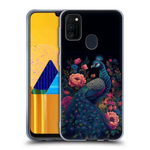 JK Stewart Graphics Peacock In Night Garden Soft Gel Case for Samsung Galaxy M30s (2019)/M21 (2020)