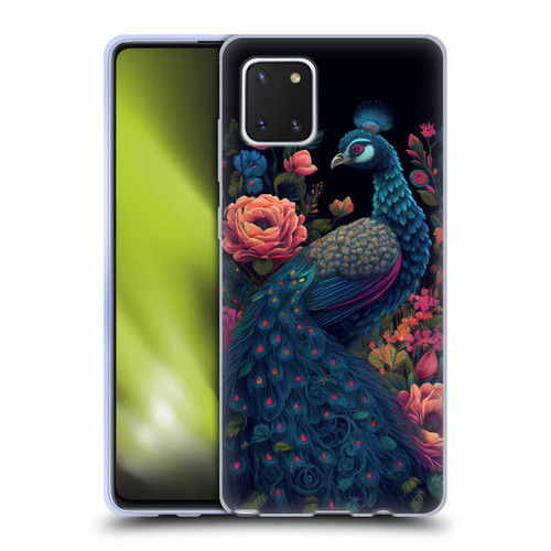 JK Stewart Graphics Peacock In Night Garden Soft Gel Case for Samsung Galaxy Note10 Lite