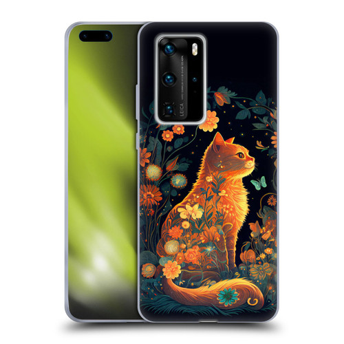 JK Stewart Key Art Orange Cat Sitting Soft Gel Case for Huawei P40 Pro / P40 Pro Plus 5G