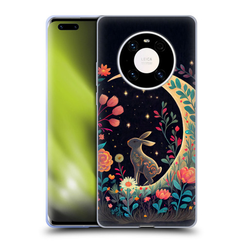 JK Stewart Key Art Rabbit On Crescent Moon Soft Gel Case for Huawei Mate 40 Pro 5G