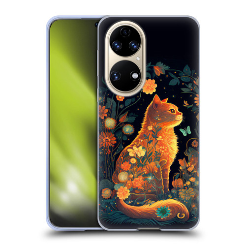 JK Stewart Key Art Orange Cat Sitting Soft Gel Case for Huawei P50