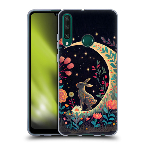 JK Stewart Key Art Rabbit On Crescent Moon Soft Gel Case for Huawei Y6p