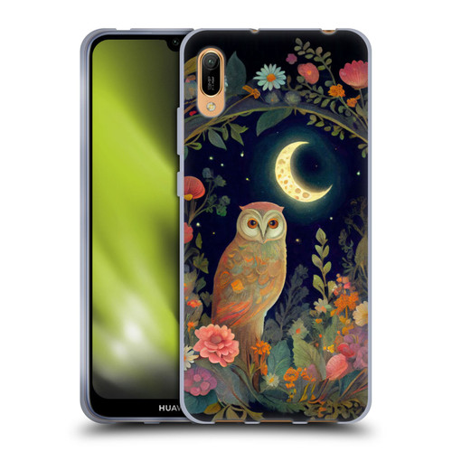 JK Stewart Key Art Owl Crescent Moon Night Garden Soft Gel Case for Huawei Y6 Pro (2019)