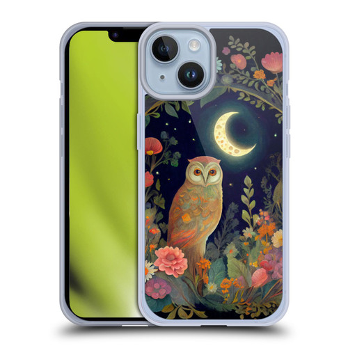 JK Stewart Key Art Owl Crescent Moon Night Garden Soft Gel Case for Apple iPhone 14