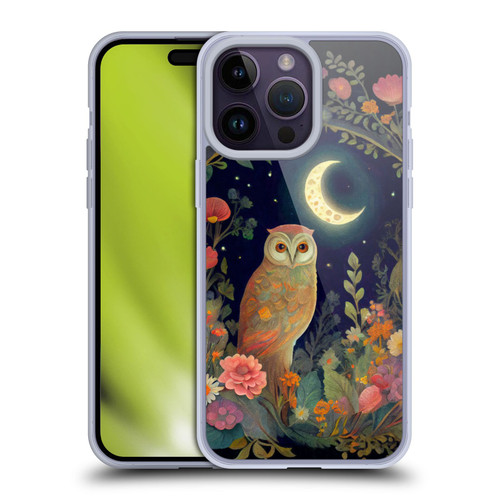 JK Stewart Key Art Owl Crescent Moon Night Garden Soft Gel Case for Apple iPhone 14 Pro Max