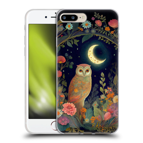 JK Stewart Key Art Owl Crescent Moon Night Garden Soft Gel Case for Apple iPhone 7 Plus / iPhone 8 Plus