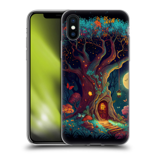 JK Stewart Key Art Tree With Small Door In Trunk Soft Gel Case for Apple iPhone X / iPhone XS