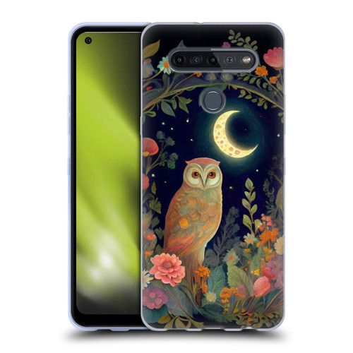 JK Stewart Key Art Owl Crescent Moon Night Garden Soft Gel Case for LG K51S