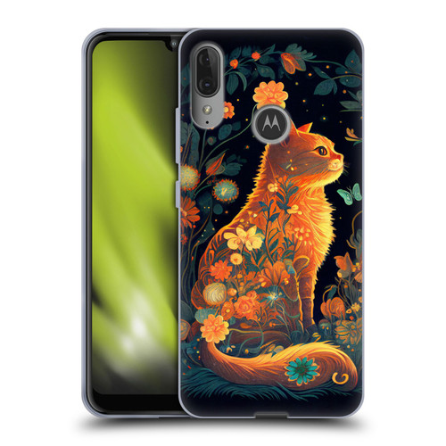 JK Stewart Key Art Orange Cat Sitting Soft Gel Case for Motorola Moto E6 Plus