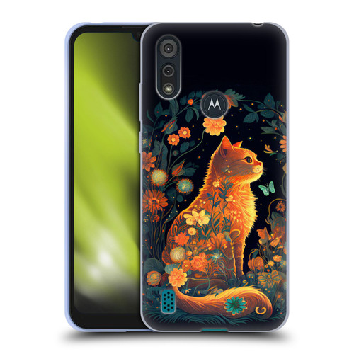 JK Stewart Key Art Orange Cat Sitting Soft Gel Case for Motorola Moto E6s (2020)