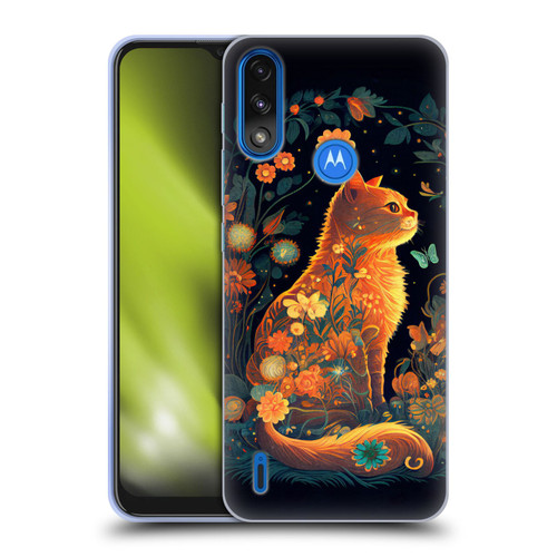 JK Stewart Key Art Orange Cat Sitting Soft Gel Case for Motorola Moto E7 Power / Moto E7i Power