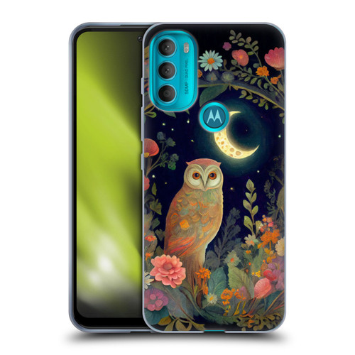 JK Stewart Key Art Owl Crescent Moon Night Garden Soft Gel Case for Motorola Moto G71 5G