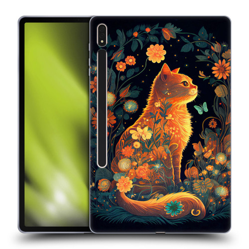 JK Stewart Key Art Orange Cat Sitting Soft Gel Case for Samsung Galaxy Tab S8 Plus