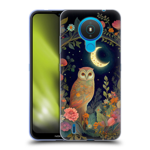JK Stewart Key Art Owl Crescent Moon Night Garden Soft Gel Case for Nokia 1.4