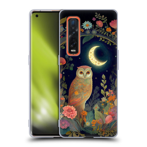 JK Stewart Key Art Owl Crescent Moon Night Garden Soft Gel Case for OPPO Find X2 Pro 5G