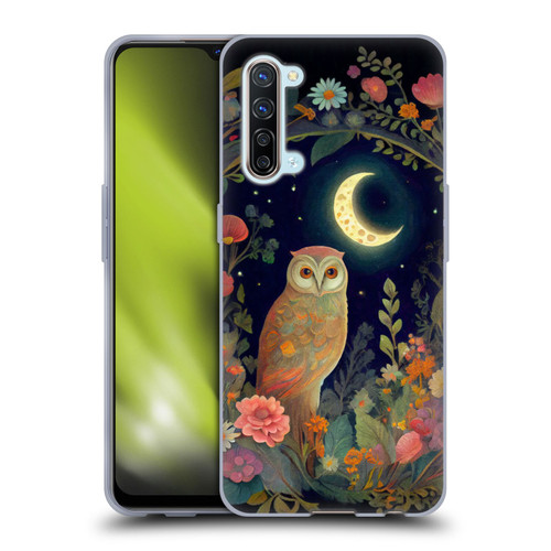 JK Stewart Key Art Owl Crescent Moon Night Garden Soft Gel Case for OPPO Find X2 Lite 5G