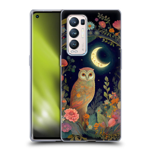 JK Stewart Key Art Owl Crescent Moon Night Garden Soft Gel Case for OPPO Find X3 Neo / Reno5 Pro+ 5G