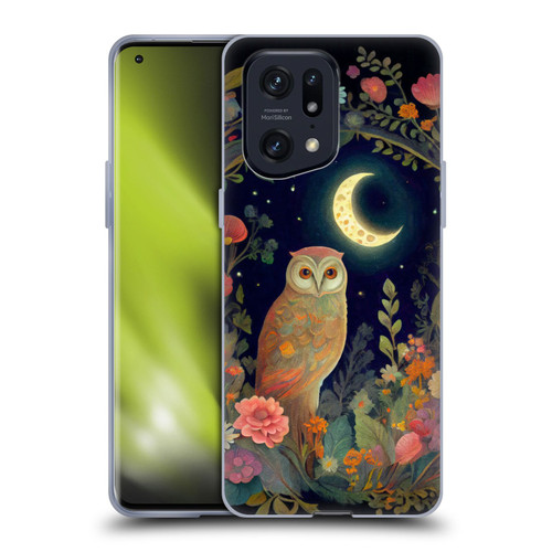 JK Stewart Key Art Owl Crescent Moon Night Garden Soft Gel Case for OPPO Find X5 Pro