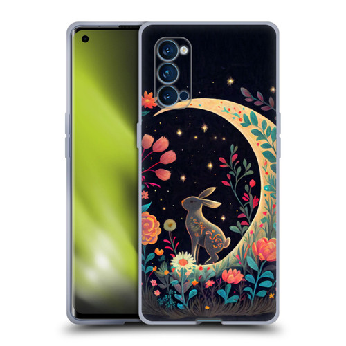 JK Stewart Key Art Rabbit On Crescent Moon Soft Gel Case for OPPO Reno 4 Pro 5G