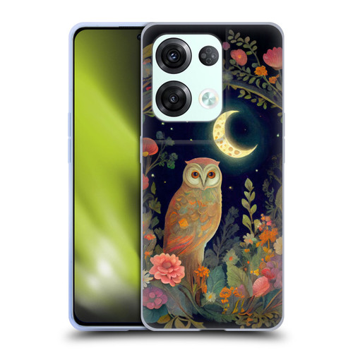 JK Stewart Key Art Owl Crescent Moon Night Garden Soft Gel Case for OPPO Reno8 Pro