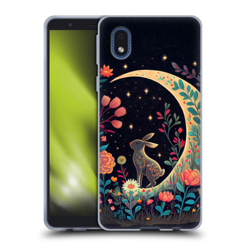 JK Stewart Key Art Rabbit On Crescent Moon Soft Gel Case for Samsung Galaxy A01 Core (2020)