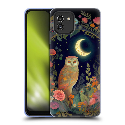 JK Stewart Key Art Owl Crescent Moon Night Garden Soft Gel Case for Samsung Galaxy A03 (2021)