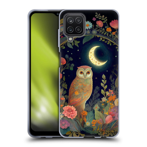JK Stewart Key Art Owl Crescent Moon Night Garden Soft Gel Case for Samsung Galaxy A12 (2020)