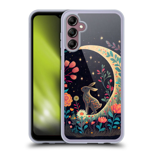 JK Stewart Key Art Rabbit On Crescent Moon Soft Gel Case for Samsung Galaxy A14 5G