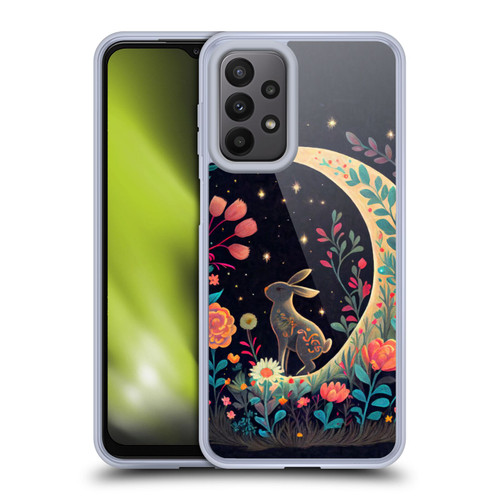 JK Stewart Key Art Rabbit On Crescent Moon Soft Gel Case for Samsung Galaxy A23 / 5G (2022)