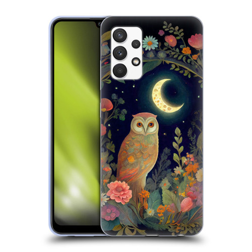 JK Stewart Key Art Owl Crescent Moon Night Garden Soft Gel Case for Samsung Galaxy A32 (2021)