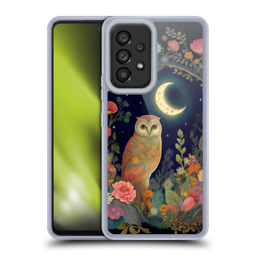JK Stewart Key Art Owl Crescent Moon Night Garden Soft Gel Case for Samsung Galaxy A53 5G (2022)