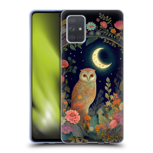 JK Stewart Key Art Owl Crescent Moon Night Garden Soft Gel Case for Samsung Galaxy A71 (2019)