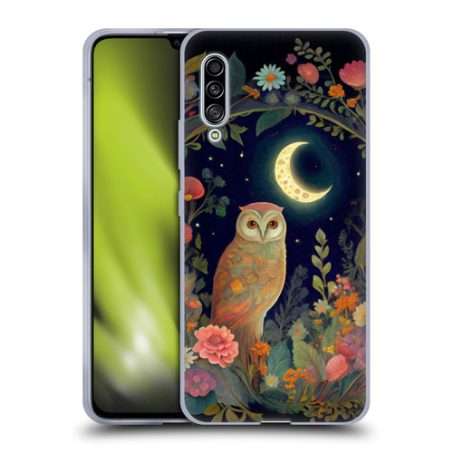 JK Stewart Key Art Owl Crescent Moon Night Garden Soft Gel Case for Samsung Galaxy A90 5G (2019)