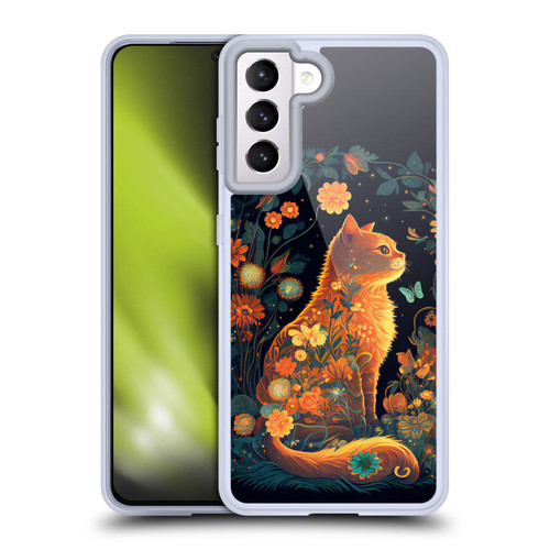 JK Stewart Key Art Orange Cat Sitting Soft Gel Case for Samsung Galaxy S21 5G