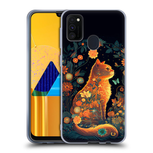 JK Stewart Key Art Orange Cat Sitting Soft Gel Case for Samsung Galaxy M30s (2019)/M21 (2020)