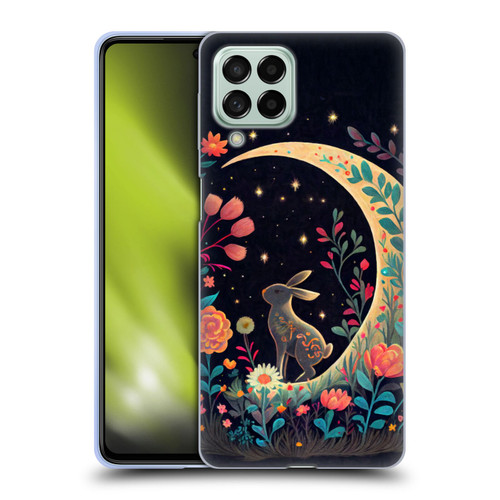 JK Stewart Key Art Rabbit On Crescent Moon Soft Gel Case for Samsung Galaxy M53 (2022)