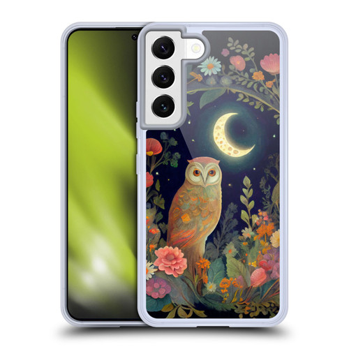 JK Stewart Key Art Owl Crescent Moon Night Garden Soft Gel Case for Samsung Galaxy S22 5G