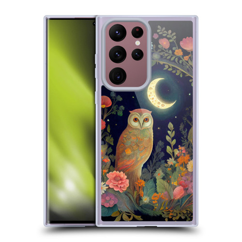 JK Stewart Key Art Owl Crescent Moon Night Garden Soft Gel Case for Samsung Galaxy S22 Ultra 5G