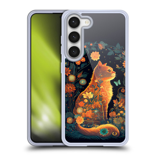 JK Stewart Key Art Orange Cat Sitting Soft Gel Case for Samsung Galaxy S23 5G