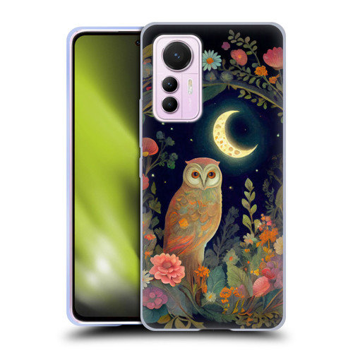 JK Stewart Key Art Owl Crescent Moon Night Garden Soft Gel Case for Xiaomi 12 Lite