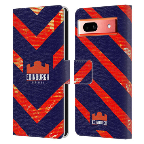 Edinburgh Rugby Graphic Art Orange Pattern Leather Book Wallet Case Cover For Google Pixel 7a