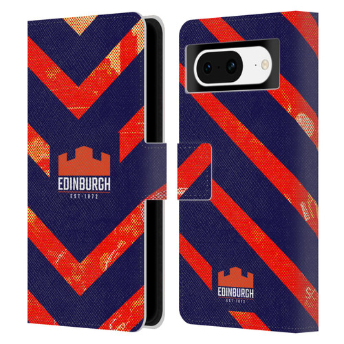 Edinburgh Rugby Graphic Art Orange Pattern Leather Book Wallet Case Cover For Google Pixel 8